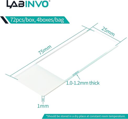 مجموعة شرائح مجهر بلوري بيضاء اللون تم تنظيفها مسبقًا، 288 قطعة من شرائح Dim.75.0X25.0X1.1mm، زوايا 45 درجة، درجة فائقة، حواف أرضية، مع قلم تحديد، IN-MSP001 in Kuwait
