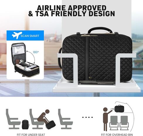Travel Backpack for Women, Flight Approved Carry On Backpack, Large 40L Suitcase Backpacks Waterproof Luggage Bag Weekender Daypack Fit 17 Inch Laptop, Black in Saudi Arabia
