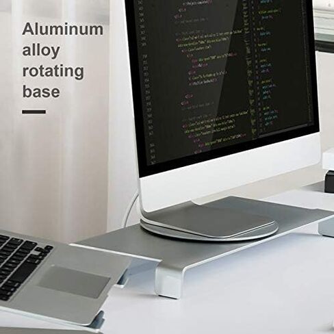 Silver Aluminum Alloy Computer Screen Monitor Turntable StandRotating Swivel Base, 360° Rotation Monitor Swivel Base for iMac Disply Rotating Mount Office Supplies in Saudi Arabia