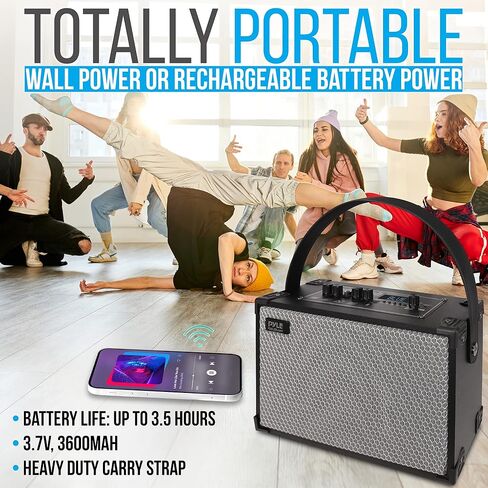 Pyle Bluetooth Speaker - 120W Rechargeable Leather Portable Wireless BT Retro Style Audio System with TWS, FM Radio, Heavy Bass Music Player w/Remote Control, 5H Long Playtime, AUX, Mic input in Saudi Arabia