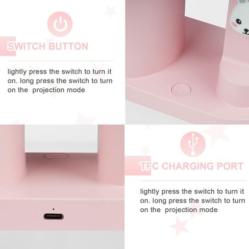 Pink Kids Desk Lamp with Pen Holder, Rabbit Cute LED Desk/Table Lamp with Dimmable Natrue Light, USB Rechargeable and Funny Projector, Small Bedside lamp, LED lamp for Girls Bedrooms in Saudi Arabia