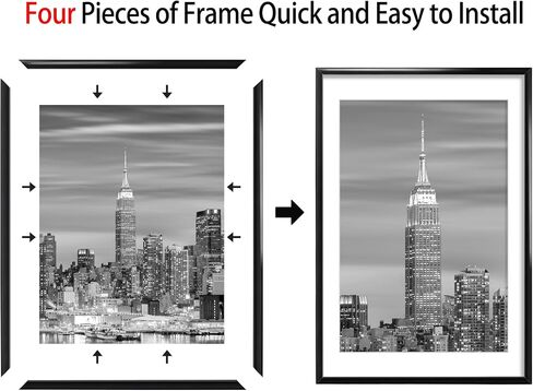 Giverny 24 x 36 Picture Frame Black 3 Pack, Display 24x36 Poster Frame or 20x30 Mat Picture Frame with Lightweight Molding, HD Plexiglass for Horizontal or Vertical Wall Mounting in Saudi Arabia