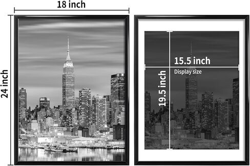 Giverny 24 x 36 Picture Frame Black 3 Pack, Display 24x36 Poster Frame or 20x30 Mat Picture Frame with Lightweight Molding, HD Plexiglass for Horizontal or Vertical Wall Mounting in Saudi Arabia