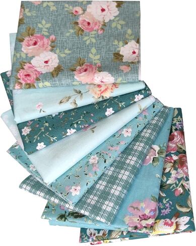 Quilting Fabric Misscrafts 8pcs 100% Cotton Craft Fabric Bundle Squares Fat Quarters 18" x 22" Multicolored for Patchwork DIY Sewing Scrapbooking Green Plant in Saudi Arabia
