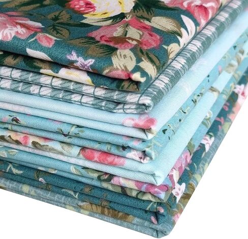Quilting Fabric Misscrafts 8pcs 100% Cotton Craft Fabric Bundle Squares Fat Quarters 18" x 22" Multicolored for Patchwork DIY Sewing Scrapbooking Green Plant in Saudi Arabia