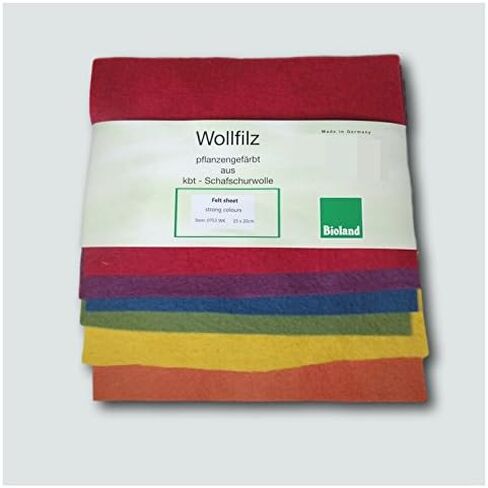 100% Sheeps Wool, Plant Dyed, Bioland Felt Sheets - 6 pcs Assorted Colors 15x20cm (6x7.8") in Saudi Arabia