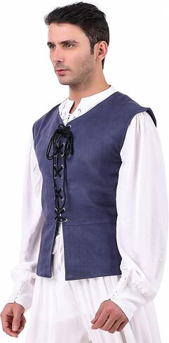 ThePirateDressing Mens Medieval Pirate Renaissance Steampunk Lace-up Vest Gothic Waistcoat in Saudi Arabia