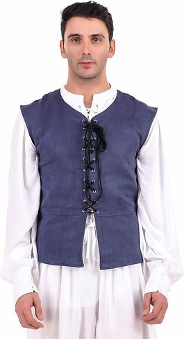 ThePirateDressing Mens Medieval Pirate Renaissance Steampunk Lace-up Vest Gothic Waistcoat in Saudi Arabia