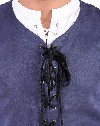 ThePirateDressing Mens Medieval Pirate Renaissance Steampunk Lace-up Vest Gothic Waistcoat in Saudi Arabia