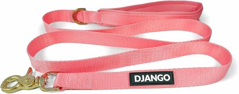 DJANGO Adventure Dog Leash – Strong, Comfortable, and Stylish Dog Leash with Solid Brass Hardware and Padded Handle - Designed for Outdoor Adventures and Everyday Use (Crimson Red) in Saudi Arabia