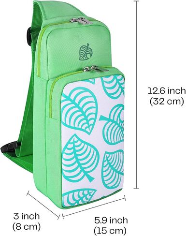 TNP Switch Bag, Travel Bag Compatible with Nintendo Switch & Switch Lite - Shoulder Bag Travel Case Cute Portable Carrying Backpack for Animal Crossing Games Accessories Console & Dock Charger - Green in Saudi Arabia