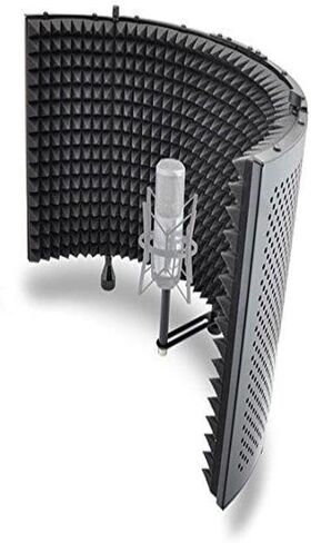 Pyle Microphone Isolation Shield - Sound Dampening Foam, Studio Quality, Easy Setup, Adjustable Mic Depth, Folding Acoustic Panels, Countertop & Stand Mountable, Perfect for Vocal Booths & Podcasts in Saudi Arabia