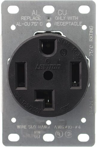 Leviton 278-S00، وعاء تجفيف بأربعة أسلاك، 30 أمبير، 250 فولت، أسود in Saudi Arabia