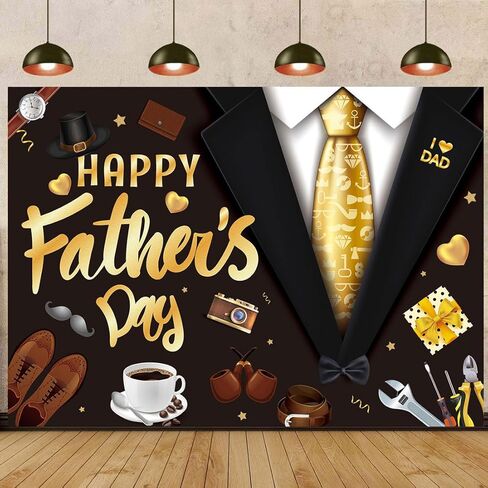 Happy Father's Day Backdrop 7X5FT I Love Dad Father's Day Party Background Best Dad Ever Festival Shirt Tie Tools Fathers Day Photography Backdrop (82x59inch) in Kuwait