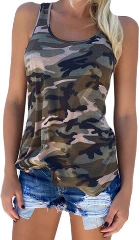Cute Camo Tank Flowy Athletic Shirts Running Muscle Shirts Workout Gym Clothes Racerback Camo Tank Tops for Women in Saudi Arabia