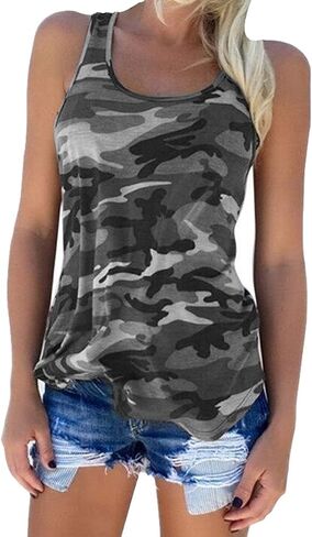 Cute Camo Tank Flowy Athletic Shirts Running Muscle Shirts Workout Gym Clothes Racerback Camo Tank Tops for Women in Saudi Arabia