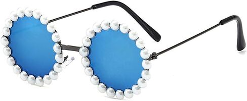 Naimo Toddler Kids Girl Pearl Round Anti-UV Sunglasses for Party Photography Outdoor Beach in Saudi Arabia
