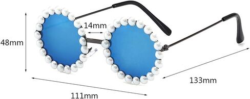 Naimo Toddler Kids Girl Pearl Round Anti-UV Sunglasses for Party Photography Outdoor Beach in Saudi Arabia
