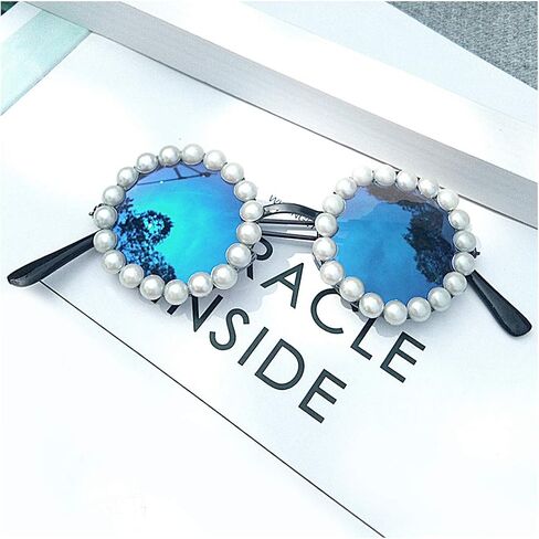 Naimo Toddler Kids Girl Pearl Round Anti-UV Sunglasses for Party Photography Outdoor Beach in Saudi Arabia