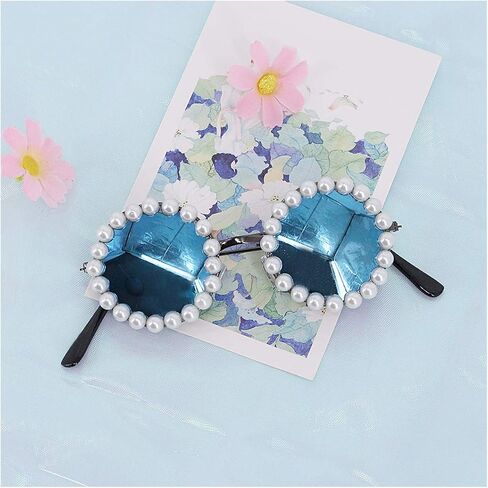 Naimo Toddler Kids Girl Pearl Round Anti-UV Sunglasses for Party Photography Outdoor Beach in Saudi Arabia