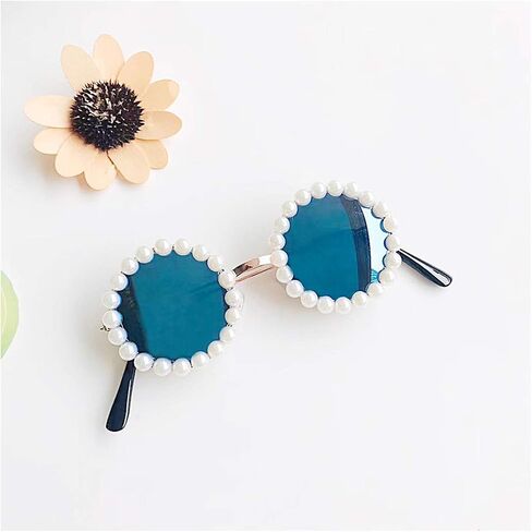 Naimo Toddler Kids Girl Pearl Round Anti-UV Sunglasses for Party Photography Outdoor Beach in Saudi Arabia