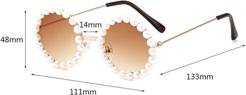 Naimo Toddler Kids Girl Pearl Round Anti-UV Sunglasses for Party Photography Outdoor Beach in Saudi Arabia