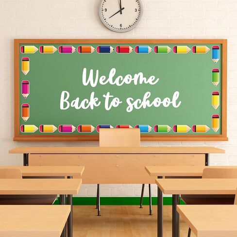 64 PCS Pencils Cutouts for Classroom Decoration, Colorful Crayon Pencil Paper Cut-Outs Student Nameplates Name Tag Cutouts for Back to School Desk Classroom Bulletin Board Party Decor in Saudi Arabia