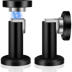 Door Stoppers, Magnetic Door Stop, Black Heavy Duty Doorstop, 2 Packs Magnetic Door Catch, Stainless Steels Door Holder, Wall and Floor Mount Door Stopper, Door Stops for Bottom of Door