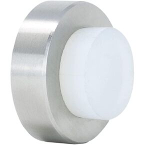 EVI | Wall Mounted Doorstop | 0.7'' x 1.37'' | Natural Silicone White Rubber | Adhesive or Screw Installation | Stainless Steel | Mod. I-254