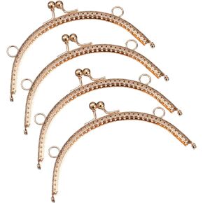 uxcell 4pcs Metal Purse Frame, 6" Kiss Lock Clasp Frame Rectangle Embossed Clutch Frame Handles for Coin Purse Sewing Bag Making DIY Leather Craft, Silver