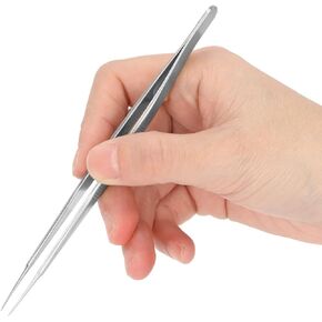 Stainless Steel Tweezers, High Accuracy Tweezers with Straight Tapered, Ultra Fine Point Forceps, hold 0.1mm fingerprint flying line, for Mobile Phone Laptop Computer Repair