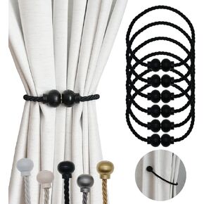 2 Pack Magnetic Curtain Tiebacks Modern Handmade Rope Curtain Tie Backs Decorative Drapes Weave Holdbacks for Home Outdoor Bedroom Office Decorative Curtain, Gold