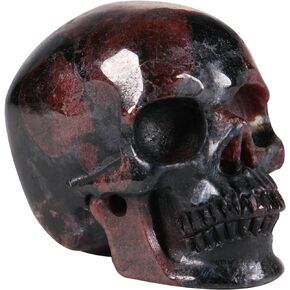 2.0" Natural Garnet Crystal Skull Statue, Hand Carved Gemstone Fine Art Sculpture, Reiki Healing Stone Statue,Home Decoration Statue (Garnet Skull)