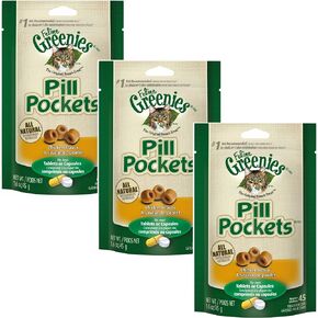 Greenies 3 Pack of Feline Chicken Flavored Pill Pockets, 1.6 Ounces Per Pack