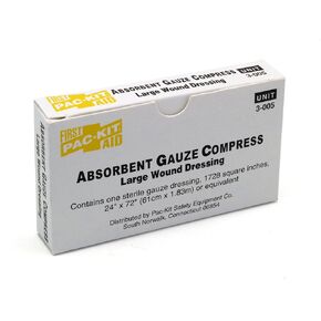 MAGID Pac-Kit MP69601 Sterile 24" x 72" Absorbent Gauze Compress, 27" x 72", White