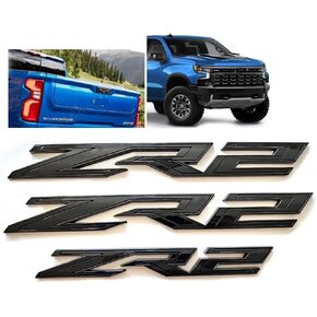 3pack Fender Rear ZR2 Emblems Badges Letter ZR2 Compatible with Replacement for Silverado Colorado 84865797 OEM (Black Red)
