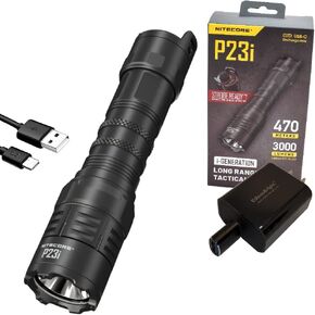 EdisonBright Nitecore P23i 3000 Lumen Rechargeable Long Throw Tactical Flashlight Brand Charging Adapter