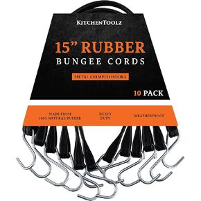 21" Inch 25 Pack Rubber Bungee Cords with Metal Hooks for Flatbed Trucks- Heavy Duty Tarp Tie Down Straps