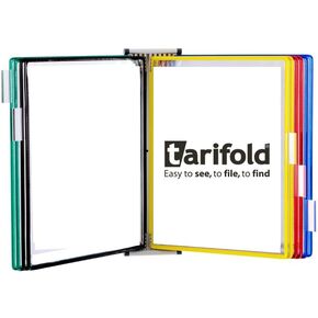 Tarifold Wall Mounted Reference and Display System, 10 Letter-Size Pockets, Double-Sided Viewing, Assorted Colors (W291)