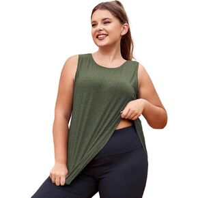 LALAGEN Plus Size Womens Workout Tank Tops Sleeveless Flowy Yoga Athletic Running Shirts