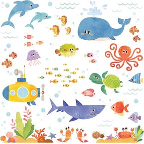 DECOWALL DS8-1611 Sea Adventure Kids Wall Stickers Wall Decals Peel and Stick Removable Wall Stickers for Kids Nursery Bedroom Living Room d?cor