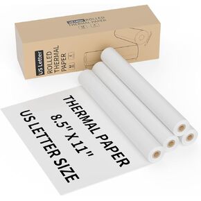 MFLABEL US Letter Size Quick-Dry Thermal Printer Paper 8.5''x11'', 4 Rolls, Multipurpose Thermal Paper for Thermal Printer
