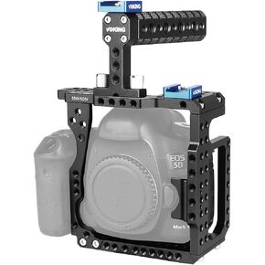 Aluminum Alloy VK-5D4K Camera Video Cage & Top Handle with Detachable and Top Handle Quick Release Plate Compatible with 5D3 5D4