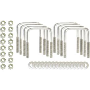 (8) 304 مسامير على شكل حرف U مربعة من الفولاذ المقاوم للصدأ بقطر 1/2 بوصة × عرض داخلي 3-1/16 بوصة × ارتفاع داخلي 4-5/16 بوصة مع صواميل قفل SS 304 وغسالات للقوارب ومقطورات المرافق المصنوعة في الولايات المتحدة الأمريكية. in Kuwait
