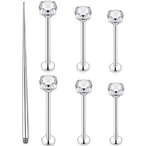 16G Cheek Dimple Piercing Jewelry Piercing Taper Flat Back Tongue Rings Extra Long Lip labret Rings Stud Piercing Jewelry for Women Men Bar Length 14mm 16mm 19mm
