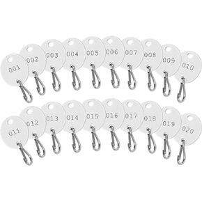 Lucky Line Square Slotted Cabinet Key Tag with Hook & Printed Number Sequence #21-40 (2592140), White