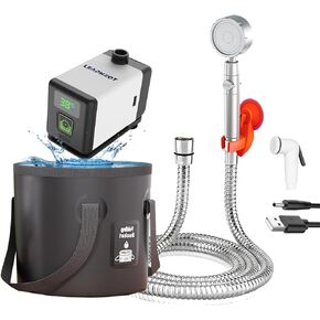 Portable Outdoor Shower for Camping with 20L Dry Bag,6000mAh Brushless Motor Shower Rechargeable Pump with Intelligent Digital Display, Shower Head Nozzle for Camping,Pet Bath,Car Washing in Kuwait