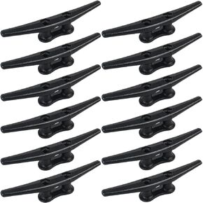 Boat Cleats 6Inch,Hot Dip Galvanized Cast Iron Dock Cleat,Electrophoretic Coated Black Dock Cleat,Rope Cleats for Deck Nautical Decor,Piers for Tying up Boats,Hardware Not Included(2/4/5/6/10/12Pack)