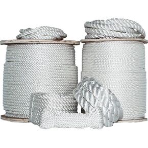 SGT KNOTS Twisted Polyester Rope (1 inch) White - Low Stretch, High Strength - Rigging, Winch, String Line, Pull & Truck Rope, Crafts (50 feet)