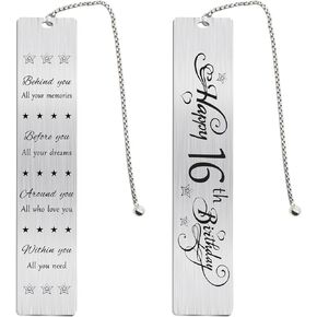 Jzxwan Happy 16th Birthday Gifts for Teen Girls Boys, Sweet 16 Year Old Birthday Bookmark Gift for Women Men, 16 Birthday Decorations for Boys